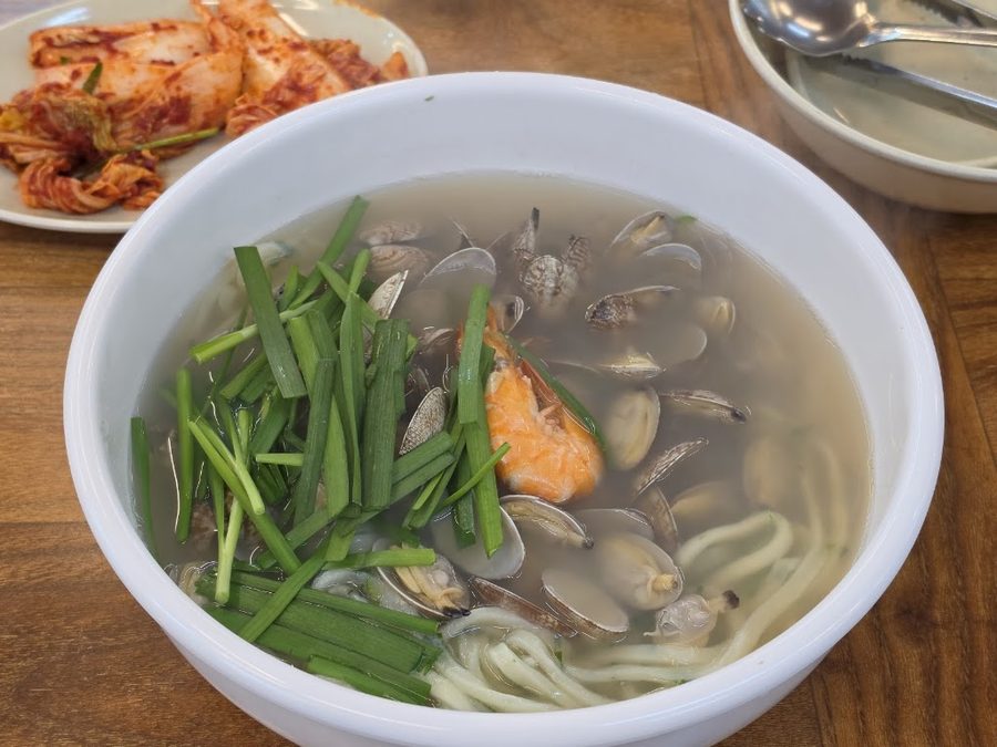 Chives and Seafood Noodle Soup