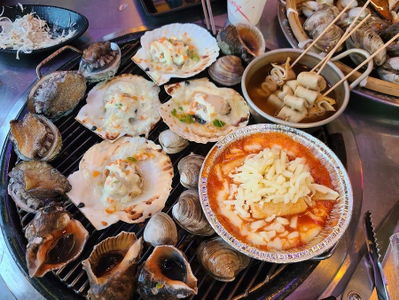 燃える貝焼き
