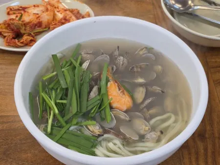 Chives and Seafood Noodle Soup